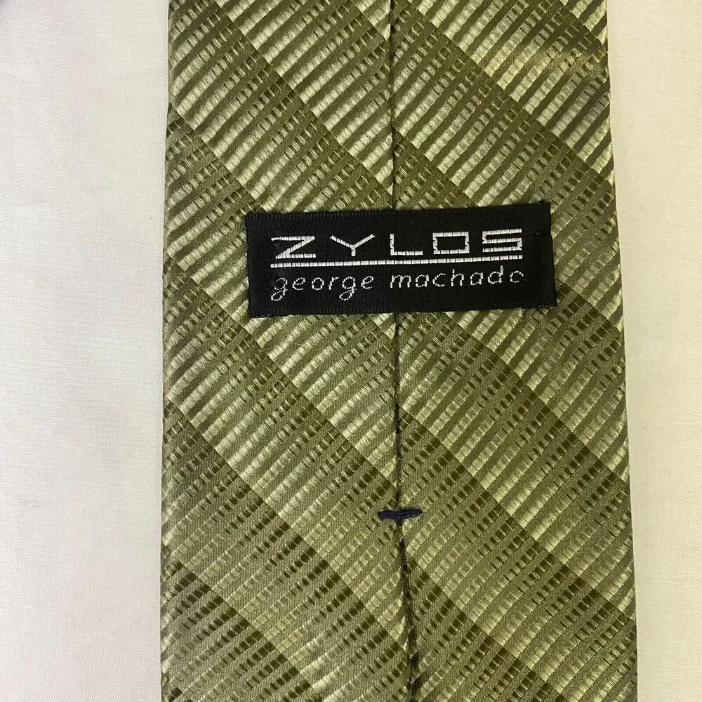 #6626 Zylos George Machade Green Striped Mens Necktie, Tie